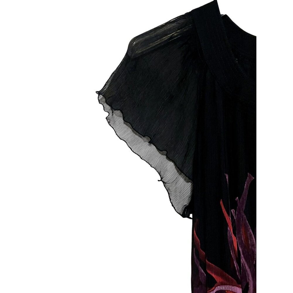 Y2K Max Studio Silk Midi Dress L Babydoll A Line Whimsygoth Dark Fairy 100% Silk - Picture 4 of 7